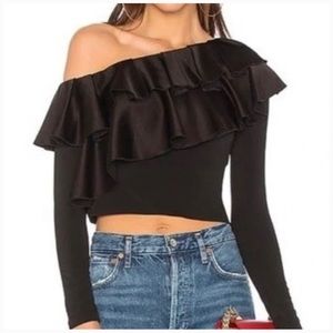 Alice and Olivia one- shoulder ruffle top